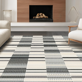 Ultra Soft Area Rug, Non Slip, Stain Resistant, Washable Area Rugs for Living Room, Bedroom, Chic Entry Stripe Rug with Modern Bold Linework and Timeless Contrast Pattern(Beige)