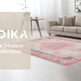 Ultra Soft Area Rug, Non Slip, Stain Resistant, Washable Area Rugs for Living Room, Bedroom, Preppy Ribbon Loop Rug Featuring Artistic Bow Design and Chic Dot Detailing(Pink)