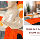 Ultra Soft Area Rug, Non Slip, Stain Resistant, Washable Area Rugs for Living Room, Bedroom, Retro Vibrant Abstract Curves(Orange)