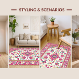 Ultra Soft Area Rug, Non Slip, Stain Resistant, Washable Area Rugs for Living Room, Bedroom, Trendy Rustic Diamond Design(Ivory)