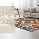 Ultra Soft Area Rug, Non Slip, Stain Resistant, Washable Area Rugs for Living Room, Bedroom, Artful Abstract Trellis Composition(Orange)
