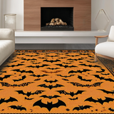 Ultra Soft Area Rug, Non Slip, Stain Resistant, Washable Area Rugs for Living Room, Bedroom, Artistic Nature-Inspired Bat Print(Orange)