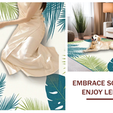 Ultra Soft Area Rug, Non Slip, Stain Resistant, Washable Area Rugs for Living Room, Bedroom, Modern Abstract Palm Leaf Design(Beige)
