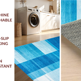 Ultra Soft Area Rug, Non Slip, Stain Resistant, Washable Area Rugs for Living Room, Bedroom, Radiant Toned Geometric Arrangement(Blue)