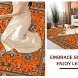 Ultra Soft Area Rug, Non Slip, Stain Resistant, Washable Area Rugs for Living Room, Bedroom, Playful Orange Tiled Motif(Orange)