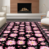 Ultra Soft Area Rug, Non Slip, Stain Resistant, Washable Area Rugs for Living Room, Bedroom, Artistic Criss-Cross Floral Layout(Pink)