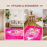 Ultra Soft Area Rug, Non Slip, Stain Resistant, Washable Area Rugs for Living Room, Bedroom, Trendy Safari Style Home Accessory(Pink)