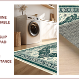 Ultra Soft Area Rug, Non Slip, Stain Resistant, Washable Area Rugs for Living Room, Bedroom, Oriental Distressed Living Room Rug(Green)
