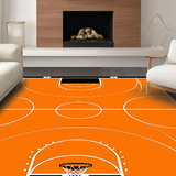 Ultra Soft Area Rug, Non Slip, Stain Resistant, Washable Area Rugs for Living Room, Bedroom, Chic Round Basketball Graphic Display(Orange)
