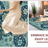 Ultra Soft Area Rug, Non Slip, Stain Resistant, Washable Area Rugs for Living Room, Bedroom, Vintage Floral Non-Slip Living Room(Blue) - ODIKA