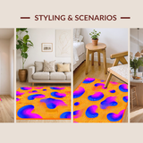 Ultra Soft Area Rug, Non Slip, Stain Resistant, Washable Area Rugs for Living Room, Bedroom, Bright Multicolor Fluid Design(Orange)