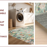 Ultra Soft Area Rug, Non Slip, Stain Resistant, Washable Area Rugs for Living Room, Bedroom, Sage Green Vintage Floral Aesthetic(Beige)
