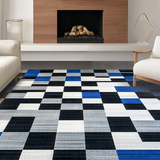 Lively Patterned Geometric Tapestry(Blue)