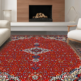 Ultra Soft Area Rug, Non Slip, Stain Resistant, Washable Area Rugs for Living Room, Bedroom, Chic Transitional Ethnic Textures(Red)