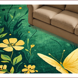 Ultra Soft Area Rug, Non Slip, Stain Resistant, Washable Area Rugs for Living Room, Bedroom, Elegant Butterfly Leaf Composition(Green)