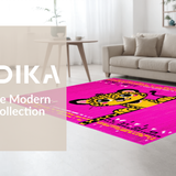Ultra Soft Area Rug, Non Slip, Stain Resistant, Washable Area Rugs for Living Room, Bedroom, Cute Cartoon Leopard Decorative Flair(Pink)
