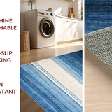 Ultra Soft Area Rug, Non Slip, Stain Resistant, Washable Area Rugs for Living Room, Bedroom, Modern Gradient Stripe Rug(Blue)