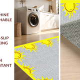 Ultra Soft Area Rug, Non Slip, Stain Resistant, Washable Area Rugs for Living Room, Bedroom, Sunny Cartoon Motif Delight(Yellow)