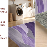 Ultra Soft Area Rug, Non Slip, Stain Resistant, Washable Area Rugs for Living Room, Bedroom, Sophisticated Black Grey Ripple Effect(Purple)