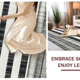Sleek Striped Weave With Alternating Black And White Bands(Black)