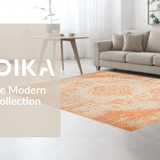 Ultra Soft Area Rug, Non Slip, Stain Resistant, Washable Area Rugs for Living Room, Bedroom, Sophisticated Distressed Floral Theme(Orange)