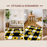 Ultra Soft Area Rug, Non Slip, Stain Resistant, Washable Area Rugs for Living Room, Bedroom, Seasonal Cheerful Sunflower Theme(Yellow)