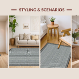 Ultra Soft Area Rug, Non Slip, Stain Resistant, Washable Area Rugs for Living Room, Bedroom, Rustic French Country Trellis Aesthetic(Gray)