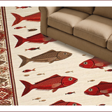 Ultra Soft Area Rug, Non Slip, Stain Resistant, Washable Area Rugs for Living Room, Bedroom, Charming Nautical Fish Illustration(White)