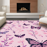 Ultra Soft Area Rug, Non Slip, Stain Resistant, Washable Area Rugs for Living Room, Bedroom, Enchanting Butterfly Dreamscape(Pink)