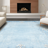 Ultra Soft Area Rug, Non Slip, Stain Resistant, Washable Area Rugs for Living Room, Bedroom, Sweet Ribbon Rug With Scalloped Edges Preppy Coquette Aesthetic Home Decor(Blue)