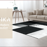Ultra Soft Area Rug, Non Slip, Stain Resistant, Washable Area Rugs for Living Room, Bedroom, Trendy Abstract Black and Grey Design(Black)