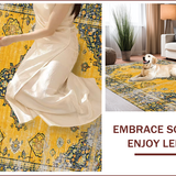Ultra Soft Area Rug, Non Slip, Stain Resistant, Washable Area Rugs for Living Room, Bedroom, Timeless Classic Lattice Design(Yellow)