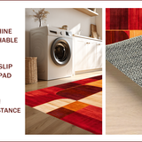 Ultra Soft Area Rug, Non Slip, Stain Resistant, Washable Area Rugs for Living Room, Bedroom, Vibrant Earthy Geometric Harmony(Red)