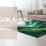 Ultra Soft Area Rug, Non Slip, Stain Resistant, Washable Area Rugs for Living Room, Bedroom, Rustic Tree Silhouette Outdoor Decor(Green)