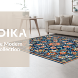 Ultra Soft Area Rug, Non Slip, Stain Resistant, Washable Area Rugs for Living Room, Bedroom, Dynamic Color Splash Medallion Style(Blue)