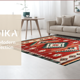 Ultra Soft Area Rug, Non Slip, Stain Resistant, Washable Area Rugs for Living Room, Bedroom, Rustic Ethnic Tribal Aesthetic(Red)