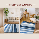 Ultra Soft Area Rug, Non Slip, Stain Resistant, Washable Area Rugs for Living Room, Bedroom, Ombre Striped Area Rug(Blue)