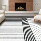 Ultra Soft Area Rug, Non Slip, Stain Resistant, Washable Area Rugs for Living Room, Bedroom, Modern Striped Lines Rug with Graphic Contrast, Minimalist Dash Pattern Accent(Black)