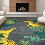 Ultra Soft Area Rug, Non Slip, Stain Resistant, Washable Area Rugs for Living Room, Bedroom, Vibrant Prehistoric Animal Aesthetic(Gray)