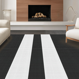 Ultra Soft Area Rug, Non Slip, Stain Resistant, Washable Area Rugs for Living Room, Bedroom, Stylish Black and White Rug:  Minimalist Geometric Design(Black)