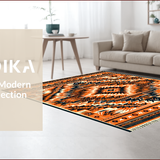 Ultra Soft Area Rug, Non Slip, Stain Resistant, Washable Area Rugs for Living Room, Bedroom, Boho Geometric Stain Resistant Living Room(Orange)