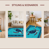 Ultra Soft Area Rug, Non Slip, Stain Resistant, Washable Area Rugs for Living Room, Bedroom, Nautical Teal Oceanic Swirls(Blue)