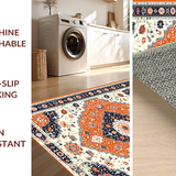 Ultra Soft Area Rug, Non Slip, Stain Resistant, Washable Area Rugs for Living Room, Bedroom, Whimsical Multi-Toned Botanical Pattern(Orange)