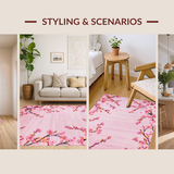 Ultra Soft Area Rug, Non Slip, Stain Resistant, Washable Area Rugs for Living Room, Bedroom, Elegant Pink Vintage Style(Pink)