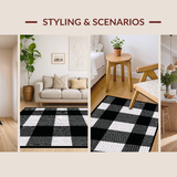 Ultra Soft Area Rug, Non Slip, Stain Resistant, Washable Area Rugs for Living Room, Bedroom, Chic Cozy Striped Arrangement(Black)