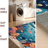 Ultra Soft Area Rug, Non Slip, Stain Resistant, Washable Area Rugs for Living Room, Bedroom, Toddler Playroom Ocean Adventure Alphabet Shape Area Rug(Blue)
