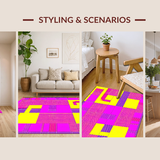 Ultra Soft Area Rug, Non Slip, Stain Resistant, Washable Area Rugs for Living Room, Bedroom, Nostalgic Hip Hop Aesthetic Pattern(Yellow)