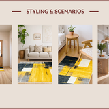 Ultra Soft Area Rug, Non Slip, Stain Resistant, Washable Area Rugs for Living Room, Bedroom, Bold Geometric Yellow Harmony(Yellow)