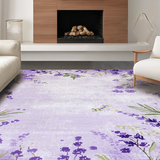 Ultra Soft Area Rug, Non Slip, Stain Resistant, Washable Area Rugs for Living Room, Bedroom, Whimsical Lavender Nature Motif(Purple)