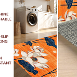Ultra Soft Area Rug, Non Slip, Stain Resistant, Washable Area Rugs for Living Room, Bedroom, Tropical Floral Oasis Vibes(Orange)